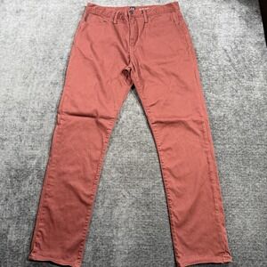 Gap Denim Chino Style Mens 33x32 Burgundy Slim Fit Taper Soft Wear Stretch Pants